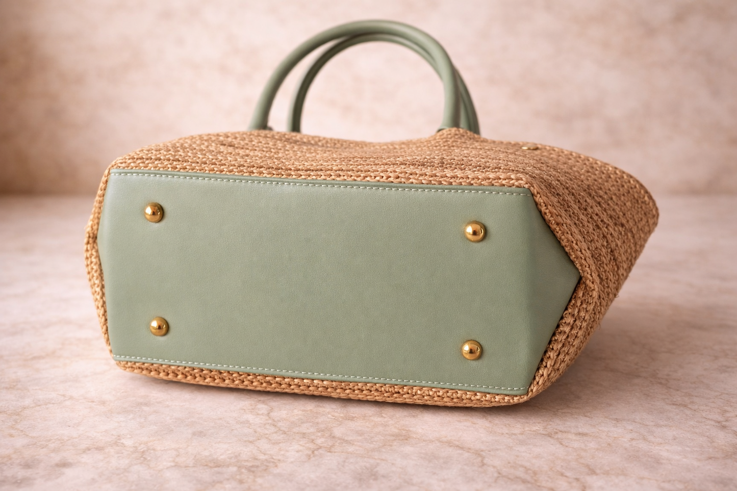 Bolso Capazo de Rafia Natural con Asas Verdes | Bolso Elegante de Verano El Vestidor de Inma