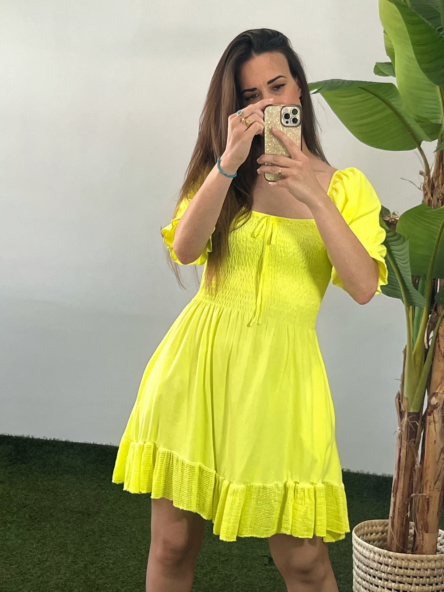 VESTIDO CORTO NIDO DE ABEJA ALGODÓN El Vestidor de Inma