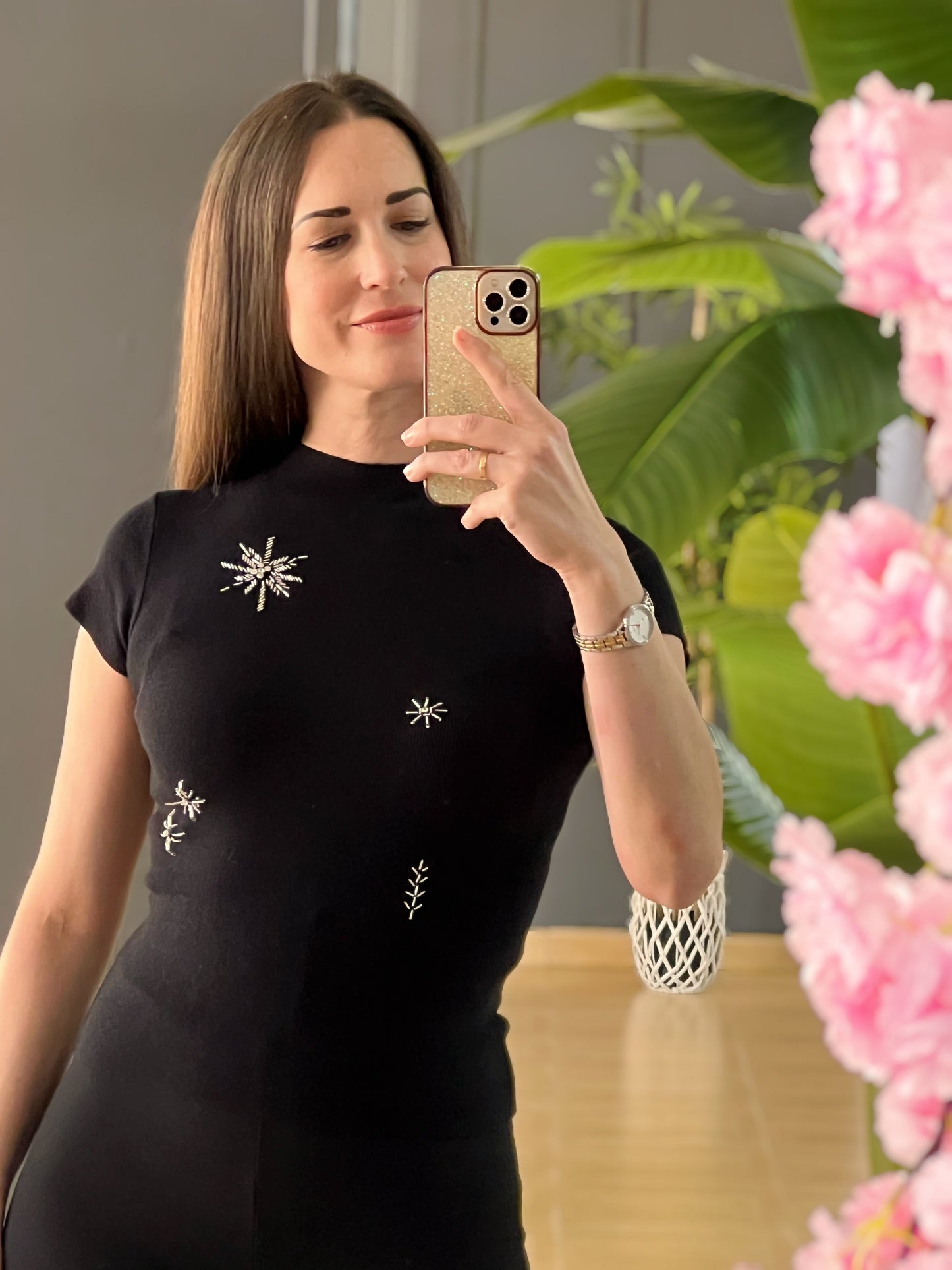 Jersey Negro con Pedrería Estrella El Vestidor de Inma