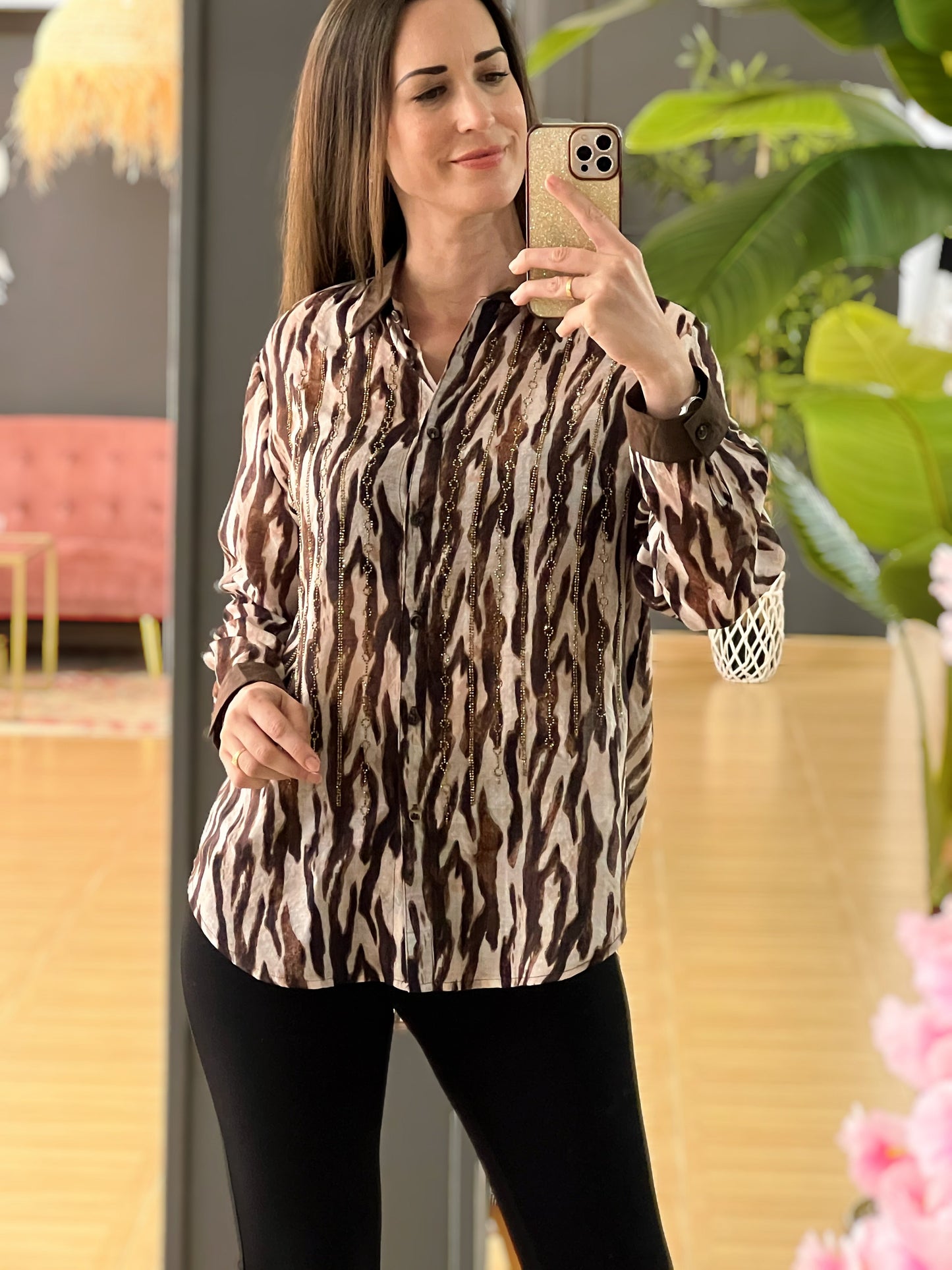 Camisa Animal Print Tigre Con Strass El Vestidor de Inma
