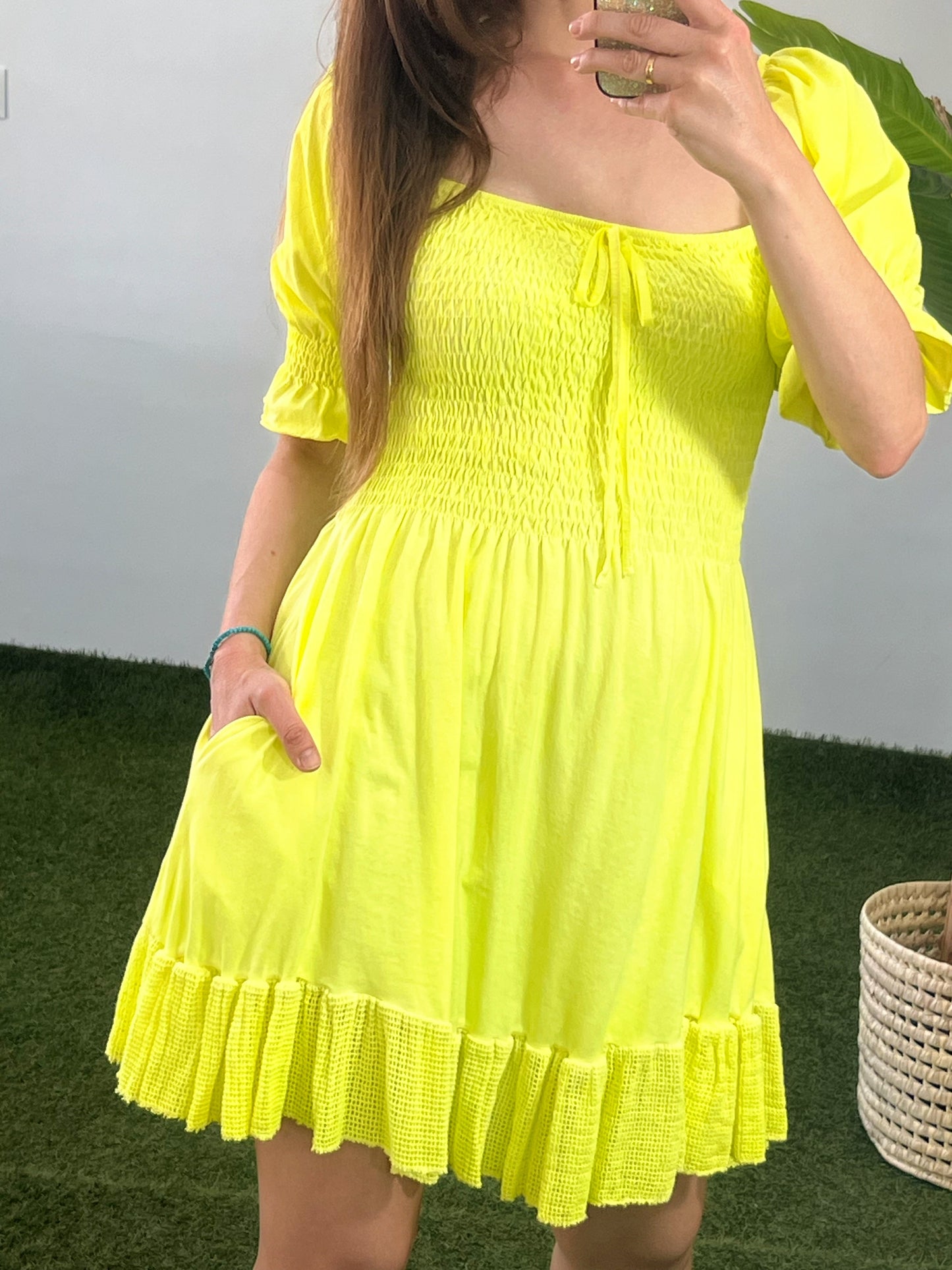 VESTIDO CORTO NIDO DE ABEJA ALGODÓN El Vestidor de Inma