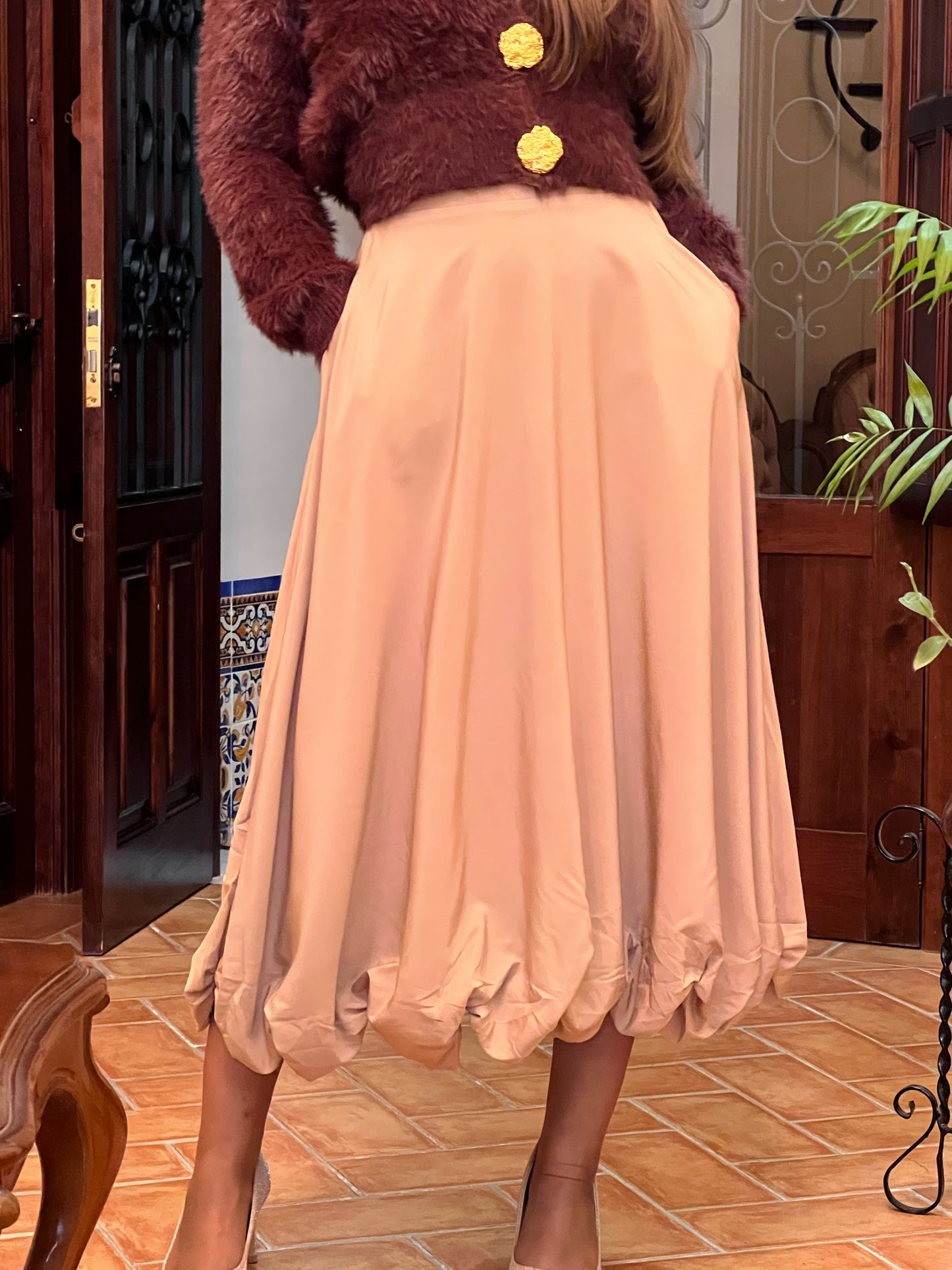 Falda Globo Beige con Bolsillos – Talla Única (36 a 42) El Vestidor de Inma