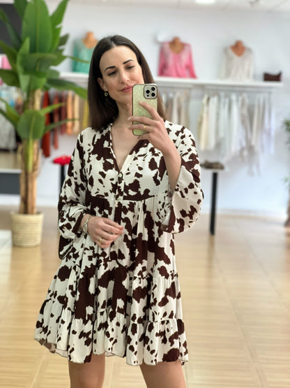 VESTIDO COW PRINT CORTO