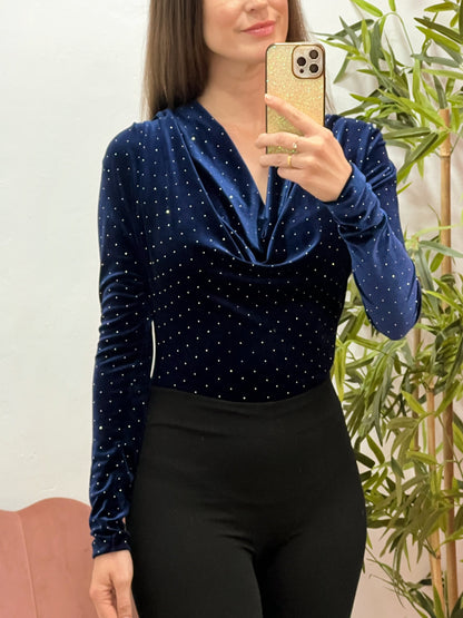 Body de Terciopelo con Strass – Talla Única (Azul o Negro) El Vestidor de Inma