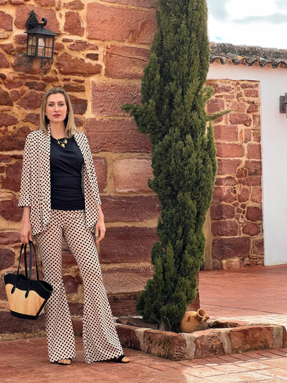 Conjunto de lunares mujer chaqueta y pantalón palazzo | Talla Única (34-38) | Elegante y versátil El Vestidor de Inma