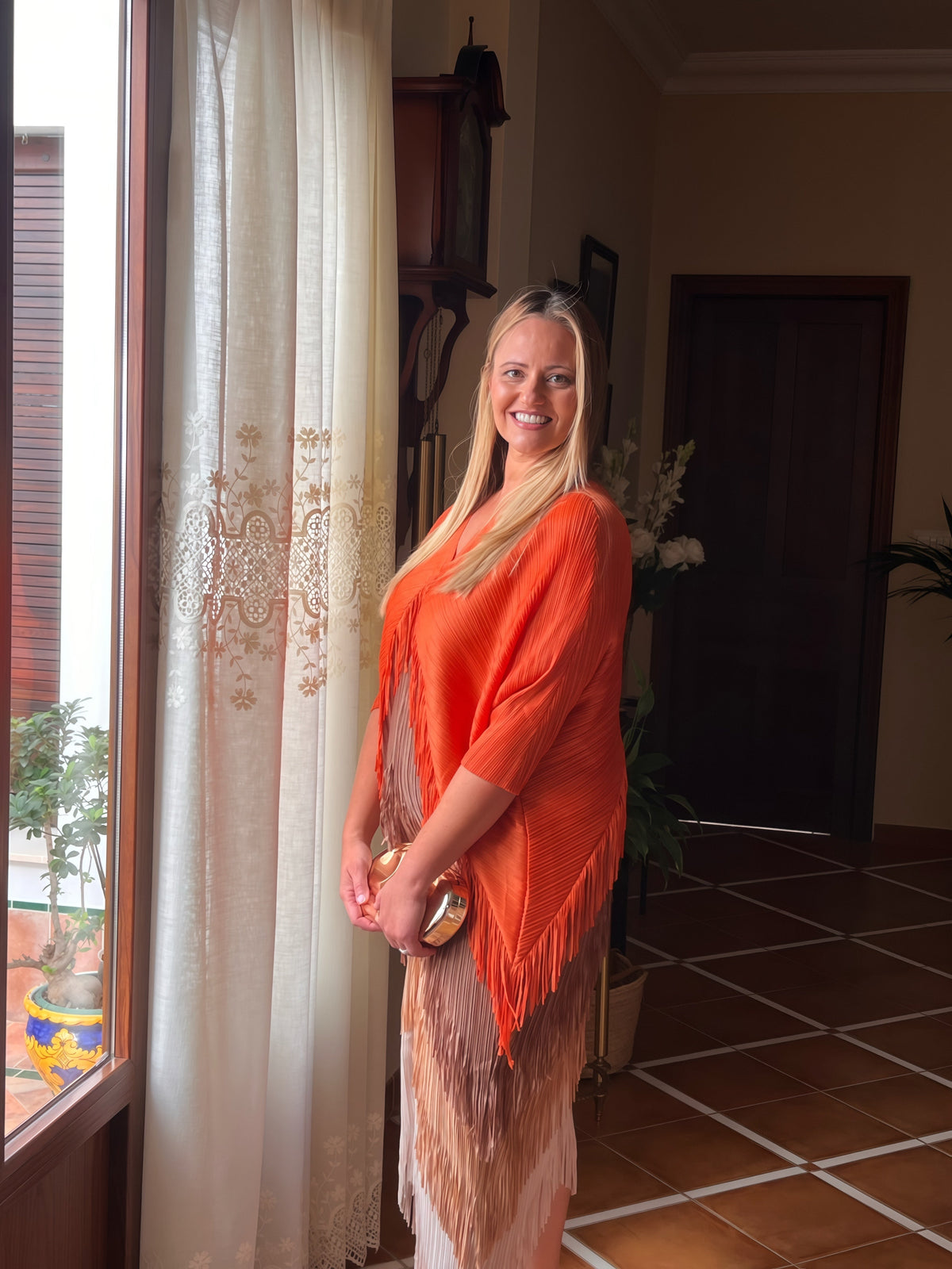 Vestido Invitada Plisado con Flecos El Vestidor de Inma