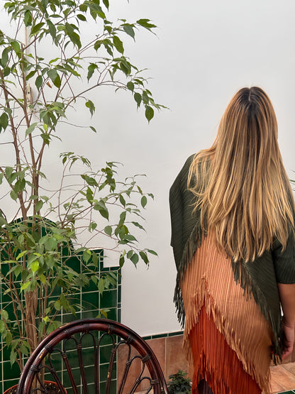 Vestido Invitada Plisado con Flecos El Vestidor de Inma
