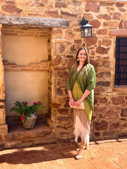 Vestido Invitada Plisado con Flecos Talla Única Hasta 52 El Vestidor de Inma