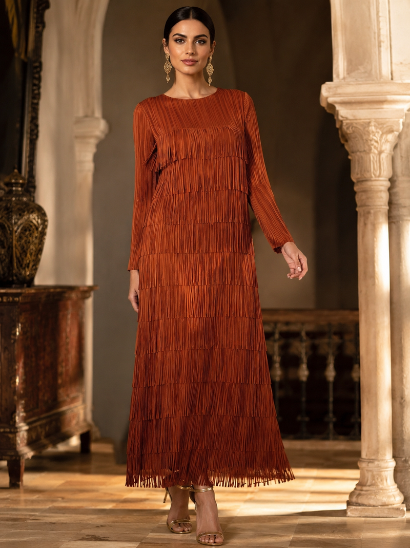 Vestido de Flecos Midi Mujer | Talla Única hasta 52-54 | El Vestidor de Inma