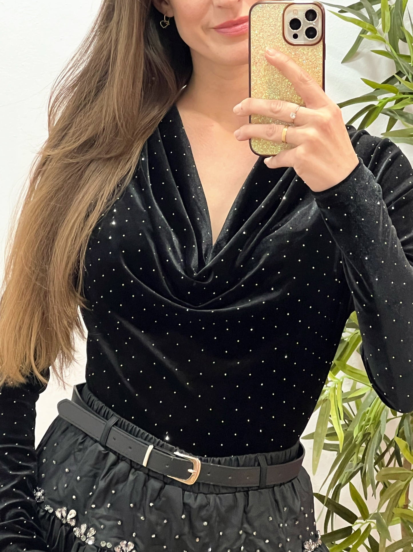 Body de Terciopelo con Strass – Talla Única (Azul o Negro) El Vestidor de Inma