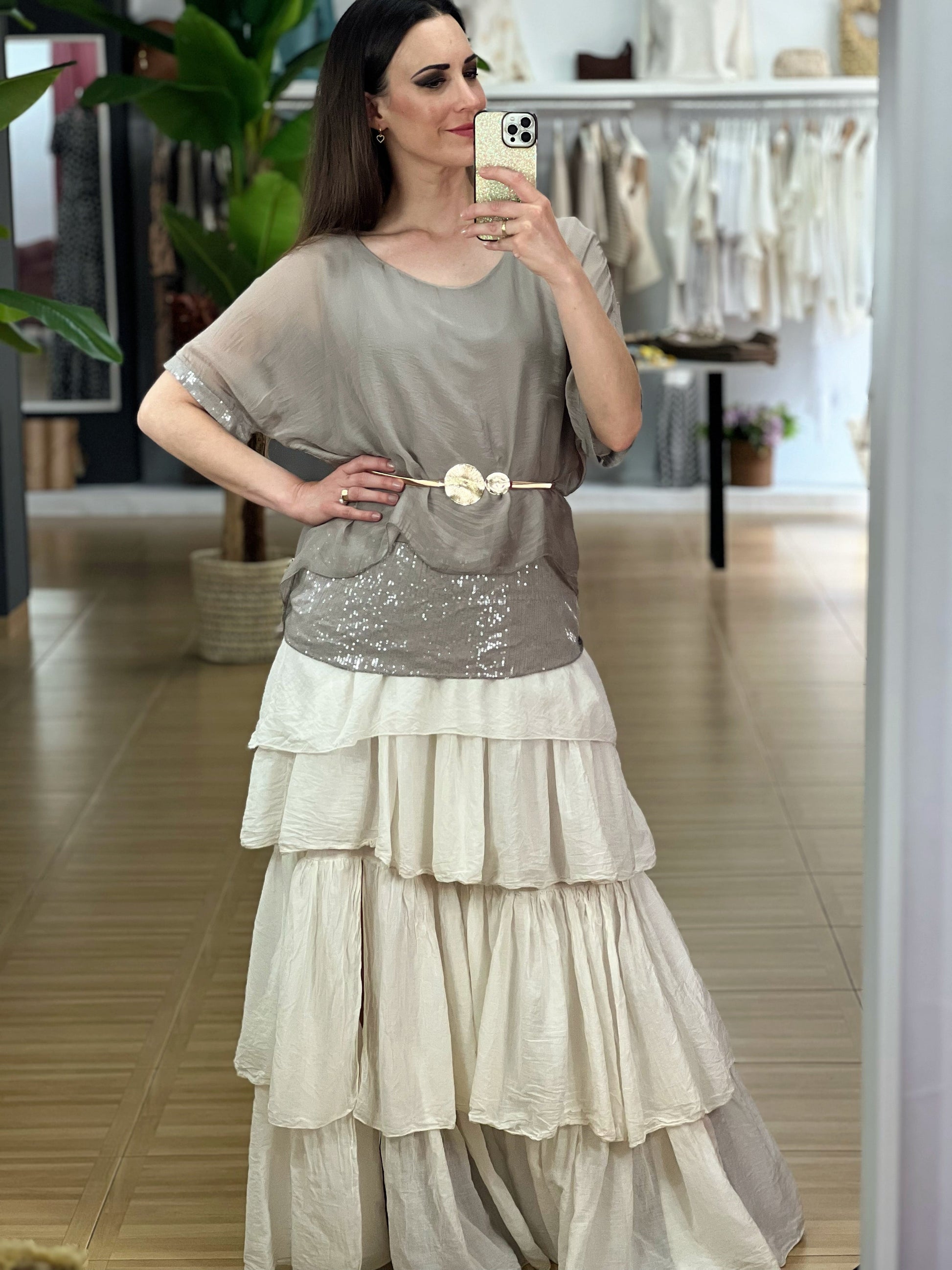 BLUSA SEDA LENTEJUELAS El Vestidor de Inma