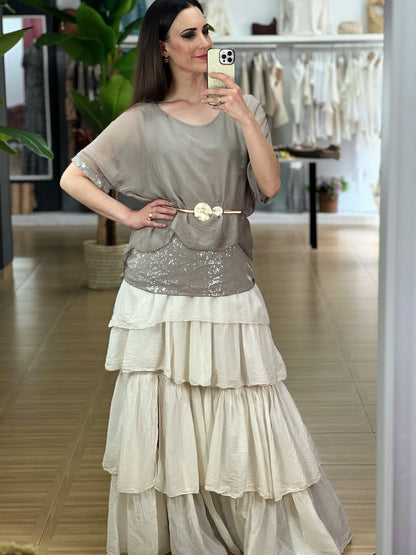 BLUSA SEDA LENTEJUELAS El Vestidor de Inma