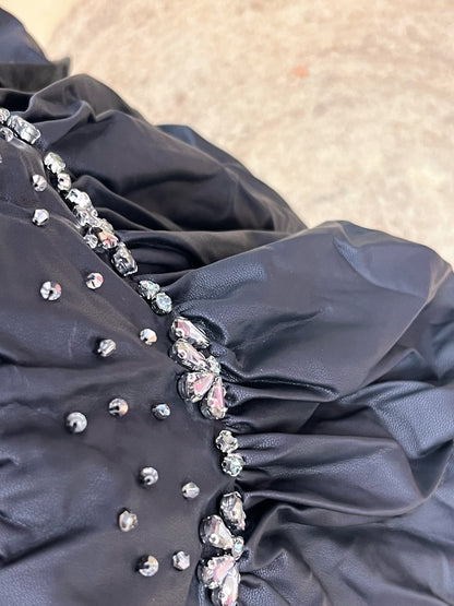 Falda Globo en Polipiel con Pedrería – Pantalón Interior y Cinturón Incluido (Tallas S/M/L) El Vestidor de Inma