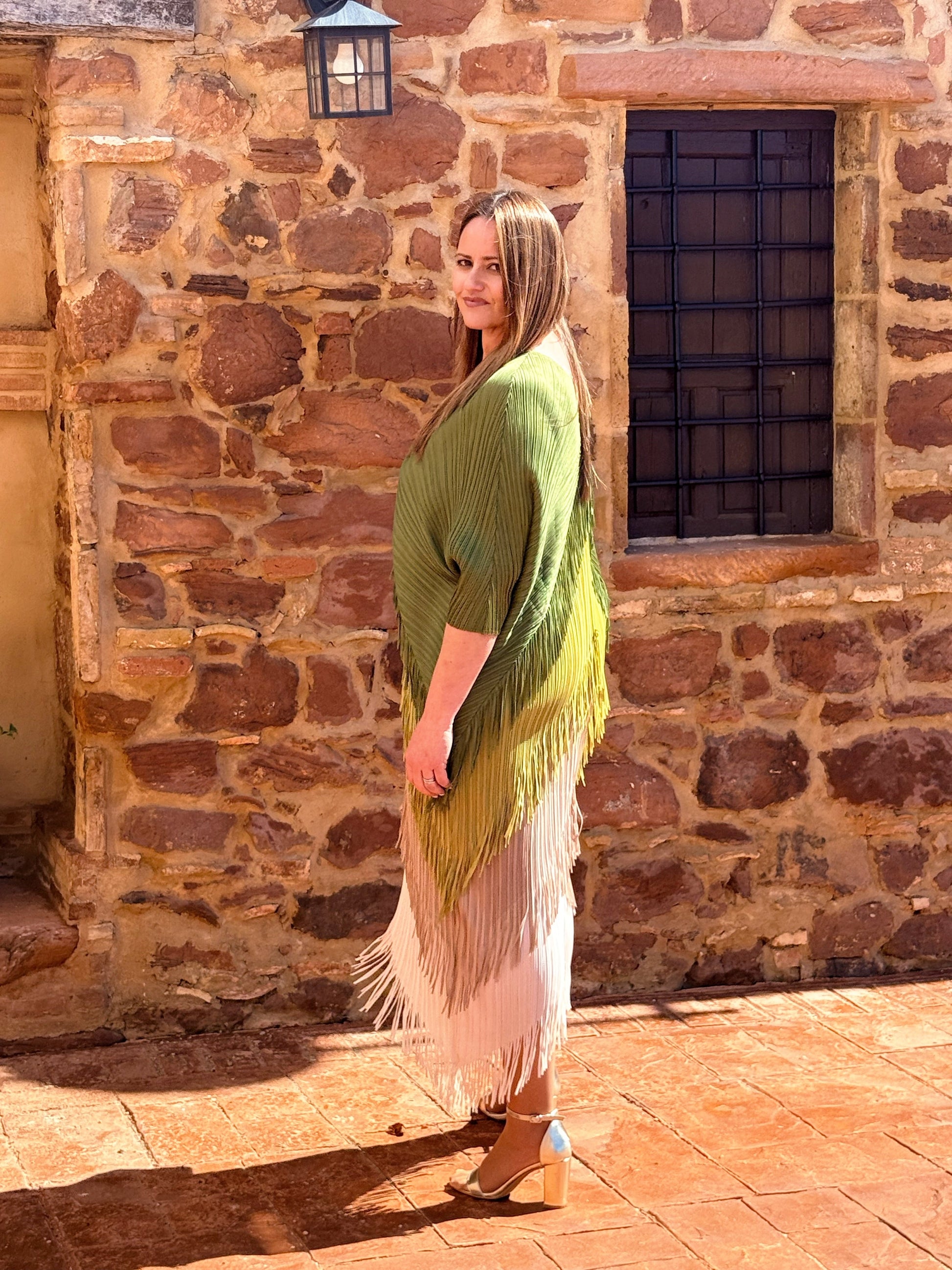 Vestido Invitada Plisado con Flecos Talla Única Hasta 52 El Vestidor de Inma