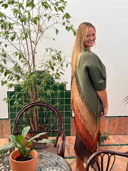 Vestido Invitada Plisado con Flecos El Vestidor de Inma