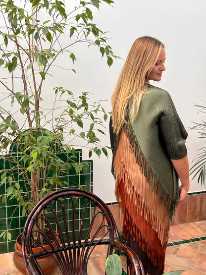 Vestido Invitada Plisado con Flecos El Vestidor de Inma