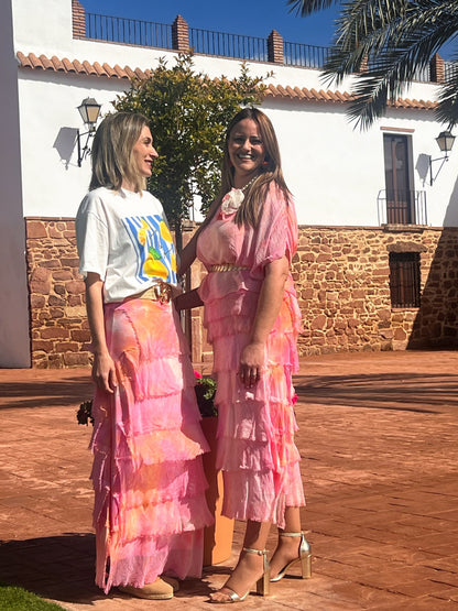 Falda larga de seda con vuelo y forro elástico El Vestidor de Inma