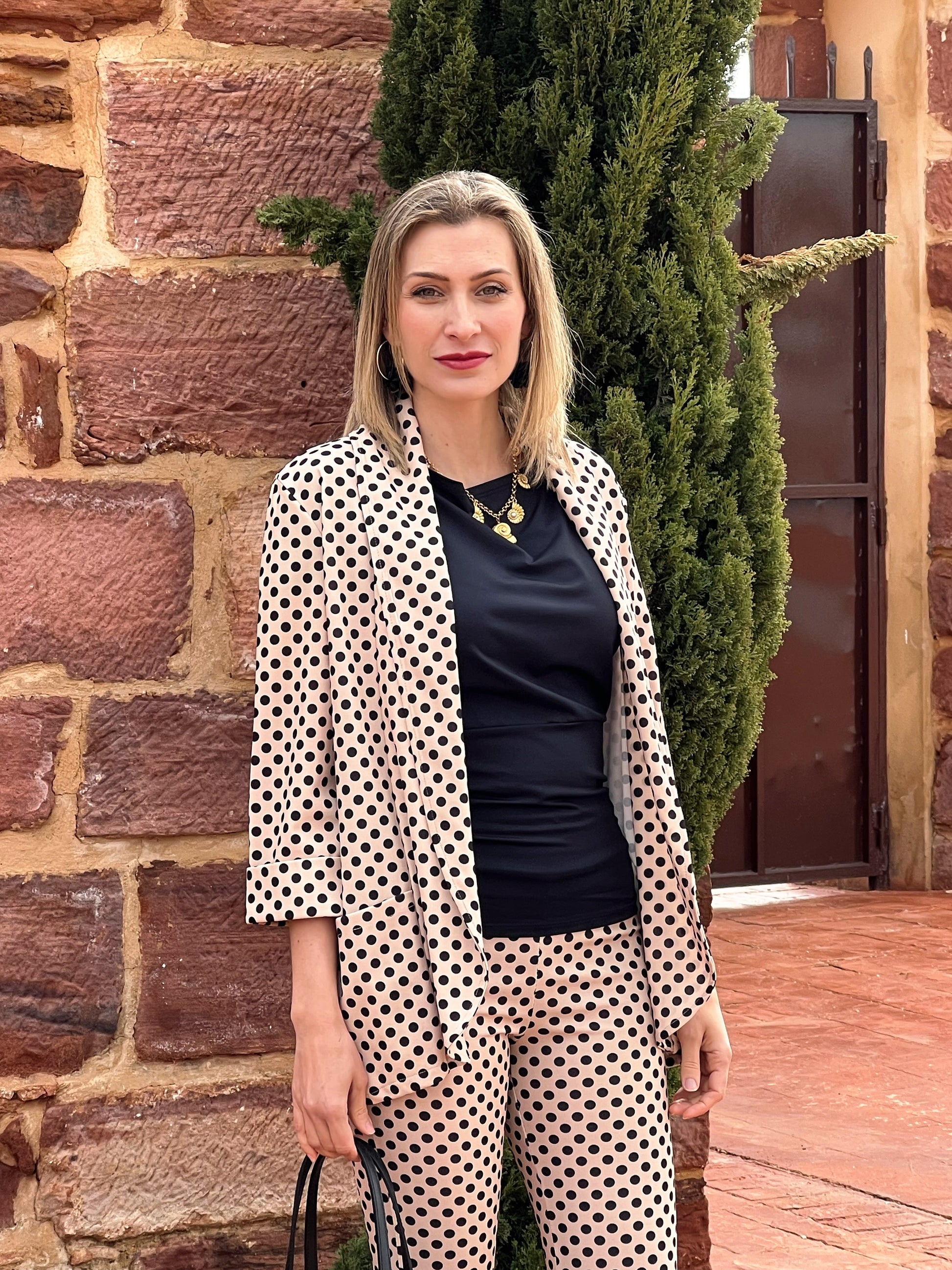 Conjunto de lunares mujer chaqueta y pantalón palazzo | Talla Única (34-38) | Elegante y versátil El Vestidor de Inma