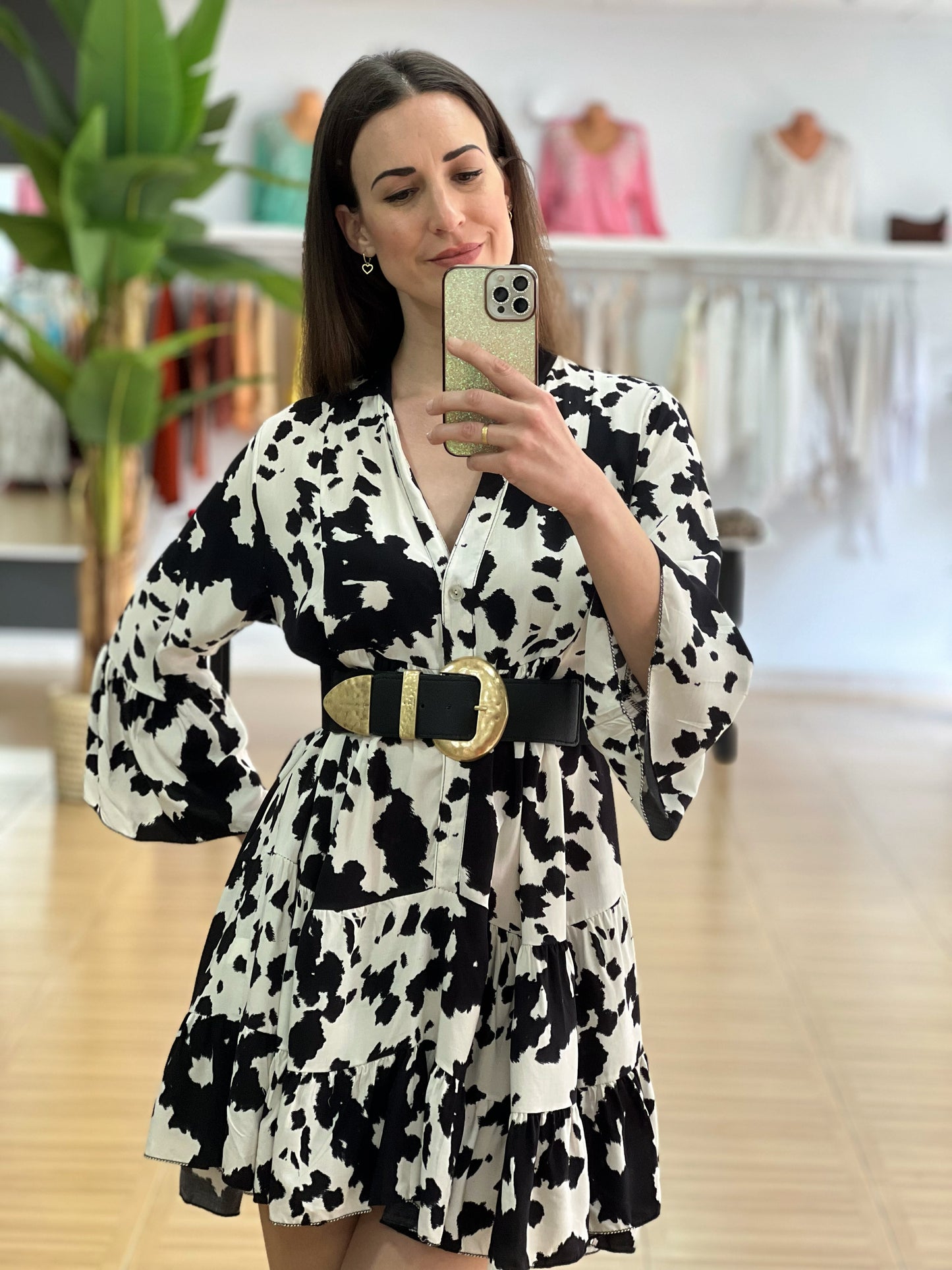 VESTIDO COW PRINT CORTO