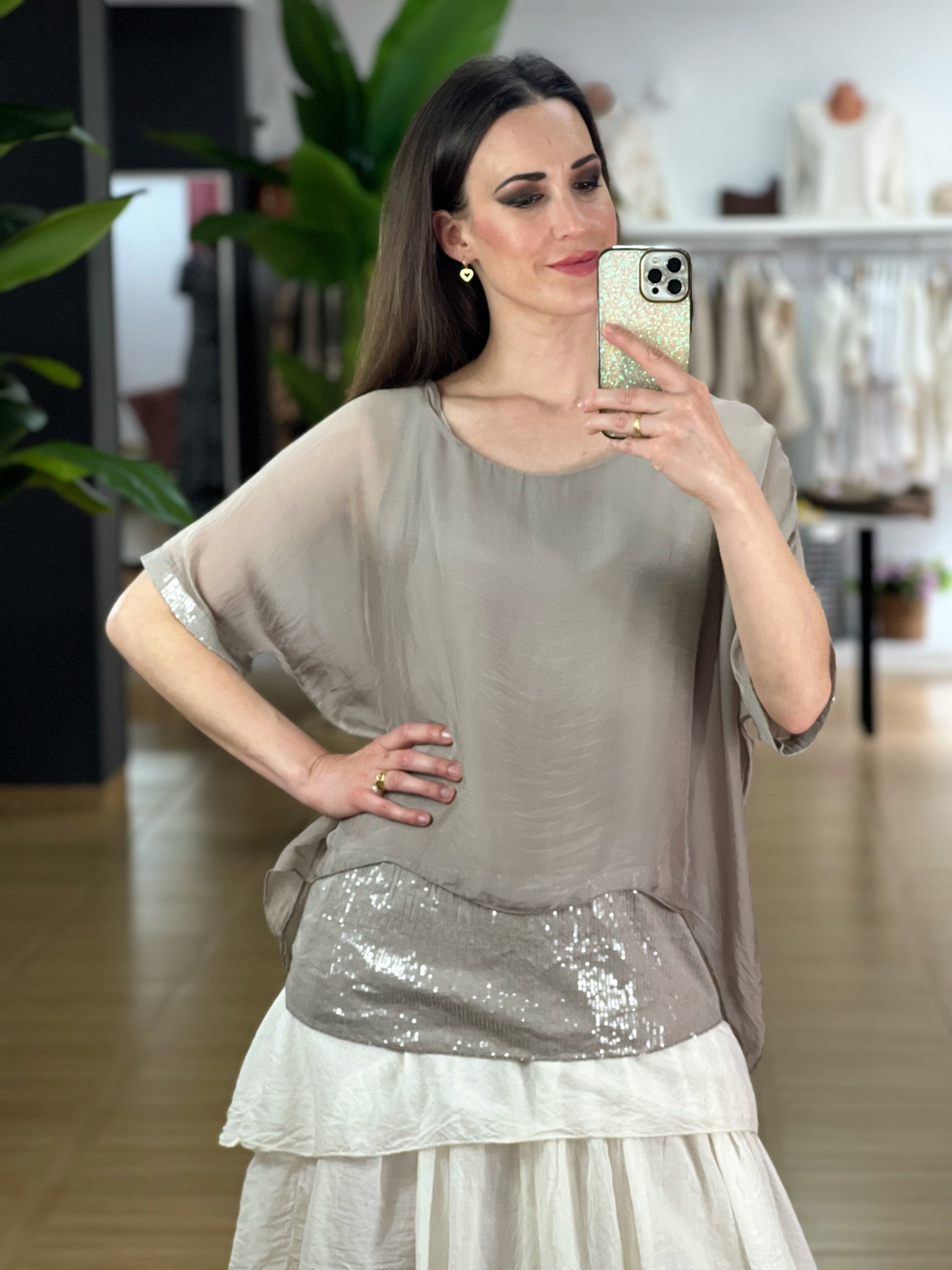 BLUSA SEDA LENTEJUELAS El Vestidor de Inma