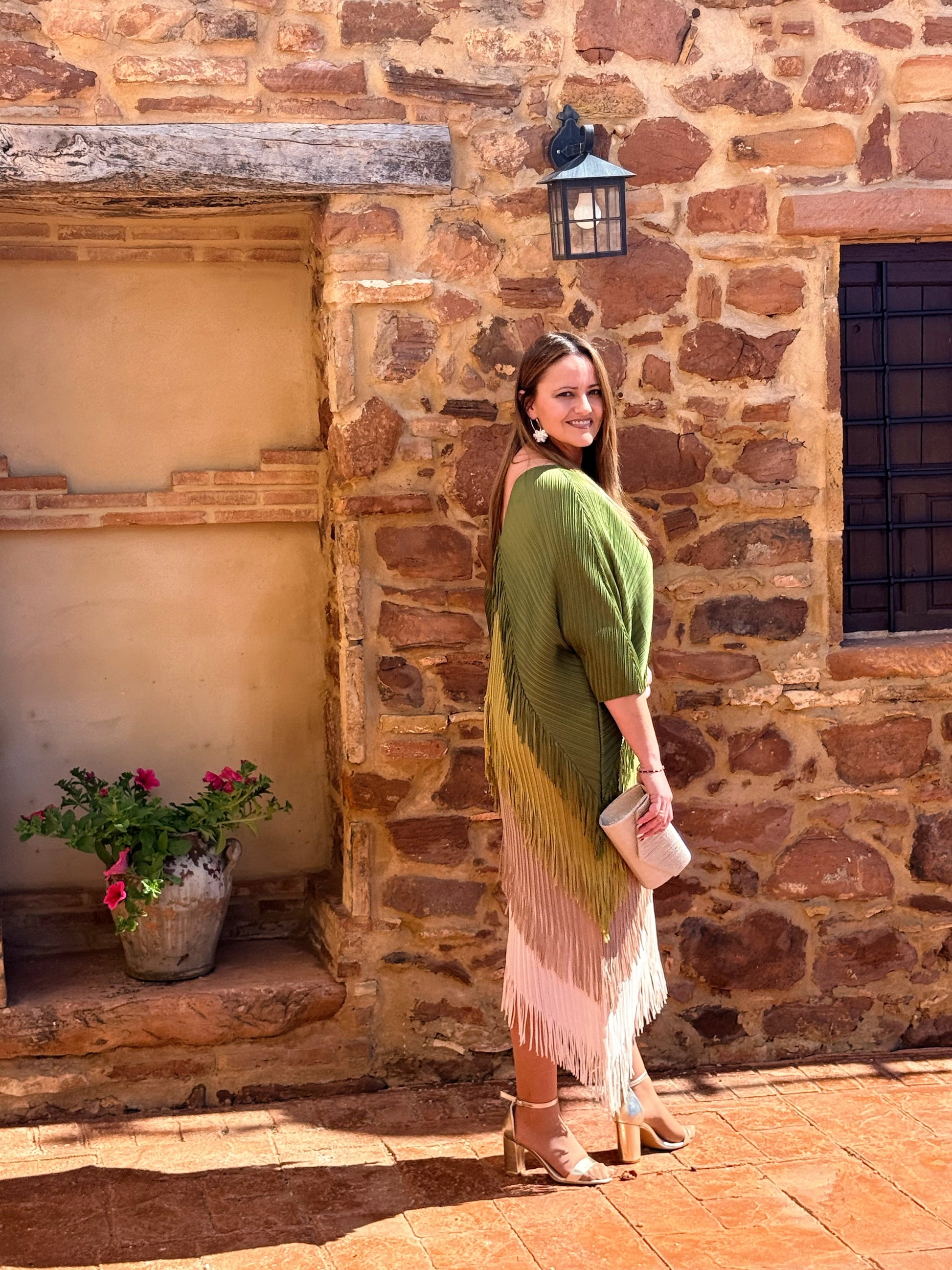 Vestido Invitada Plisado con Flecos Talla Única Hasta 52 El Vestidor de Inma