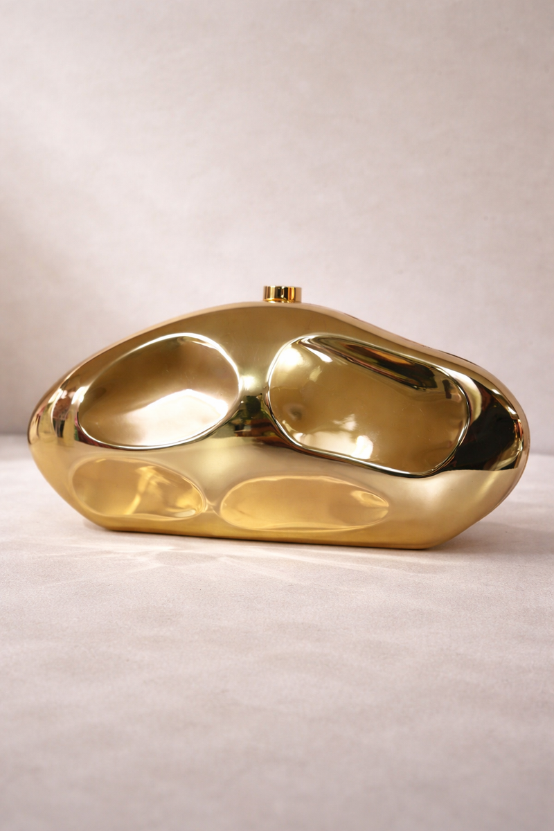 Cartera Dorada Rígida de Invitada | Clutch Dorado Elegante para Bodas, Bautizos y Eventos