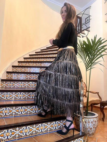 Falda de Flecos Bronce Elástica – Talla Única (36 a 50) El Vestidor de Inma