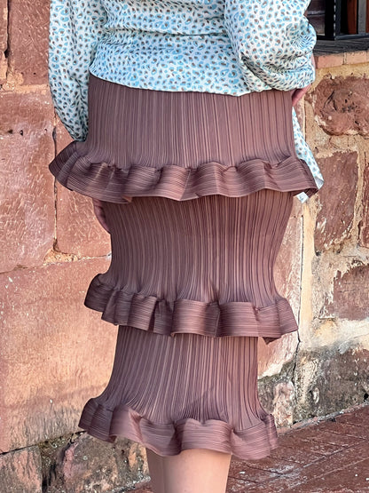 Falda midi plisada con volantes elástica | Elegante y estiliza figura El Vestidor de Inma