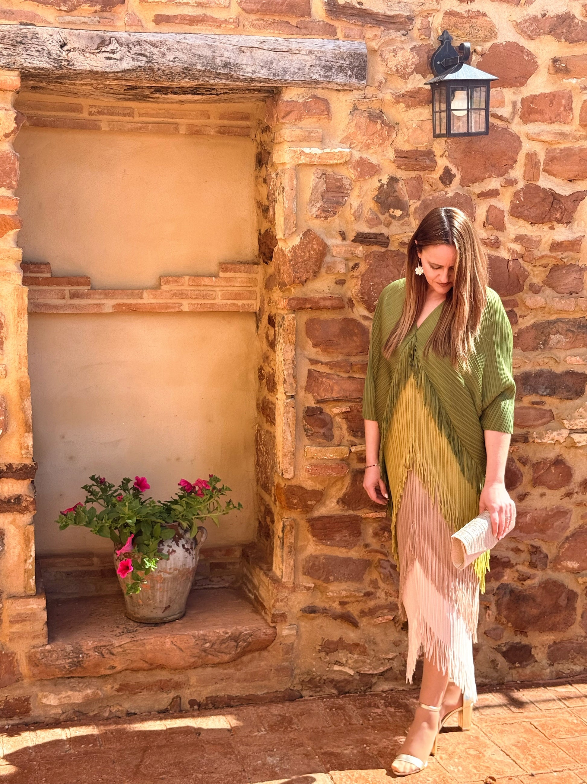 Vestido Invitada Plisado con Flecos Talla Única Hasta 52 El Vestidor de Inma