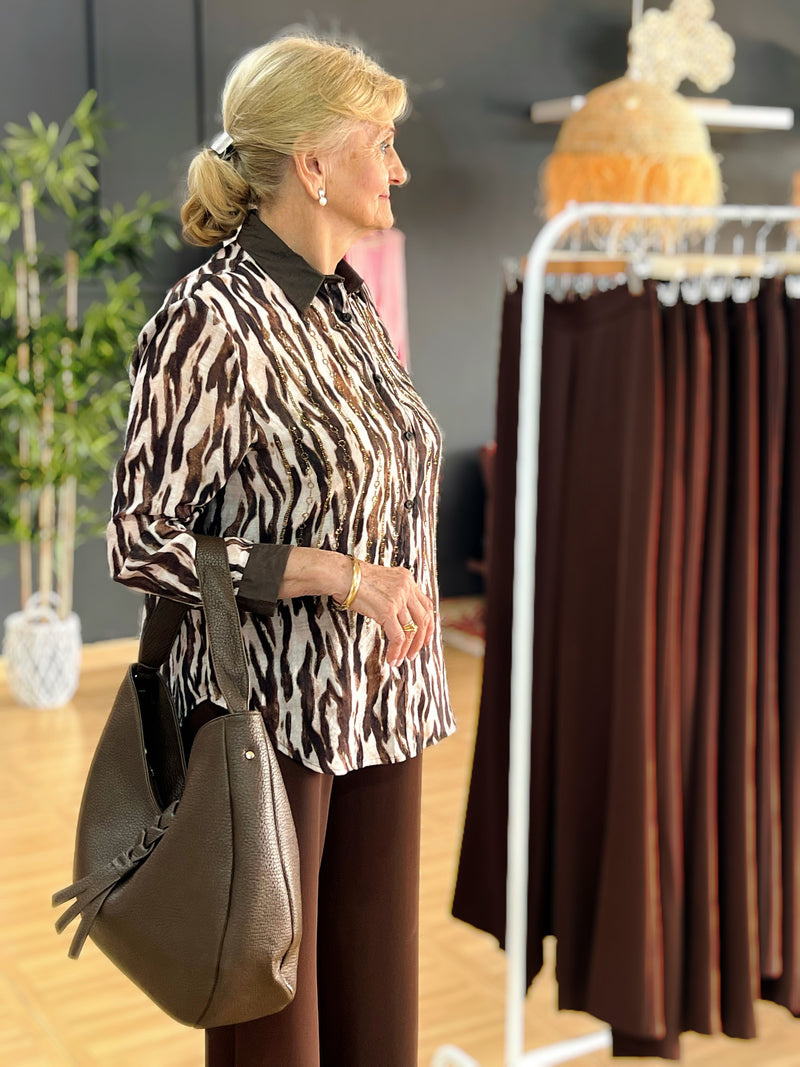 Camisa Animal Print Tigre Con Strass