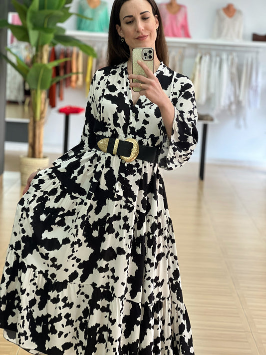 VESTIDO COW PRINT LARGO