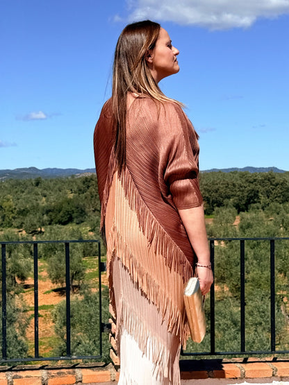 Vestido Invitada Plisado con Flecos El Vestidor de Inma