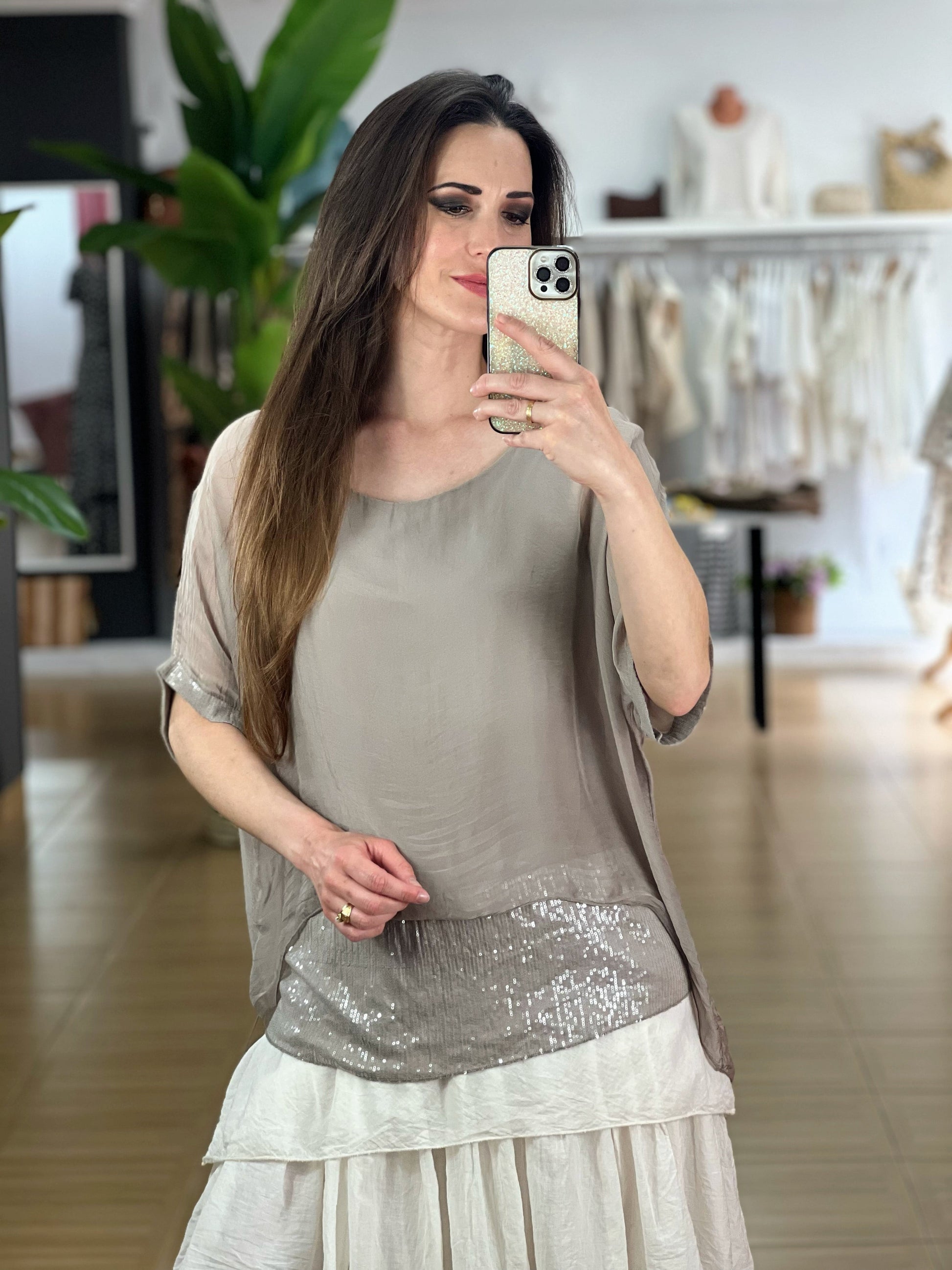 BLUSA SEDA LENTEJUELAS El Vestidor de Inma