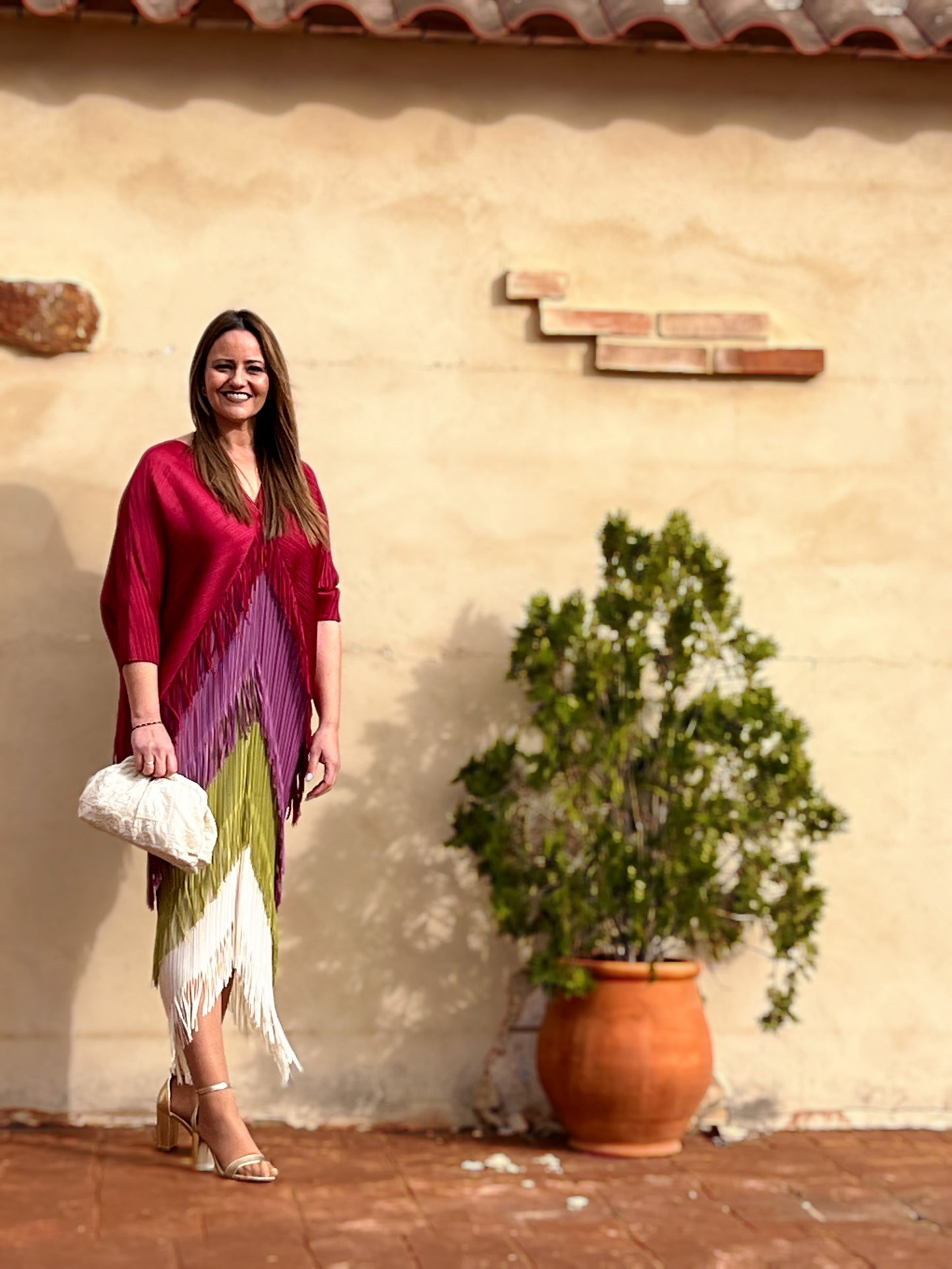 Vestido Invitada Plisado con Flecos Talla Única Hasta 52 El Vestidor de Inma