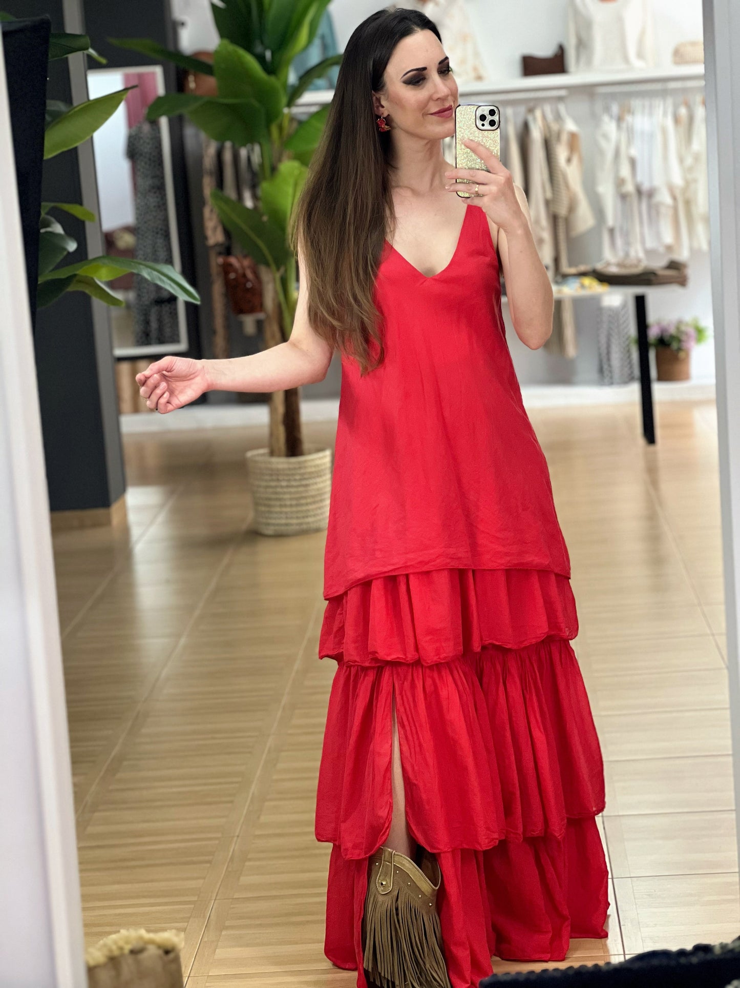 VESTIDO LARGO VOLANTES El Vestidor de Inma