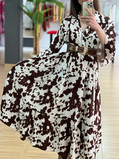 VESTIDO COW PRINT LARGO