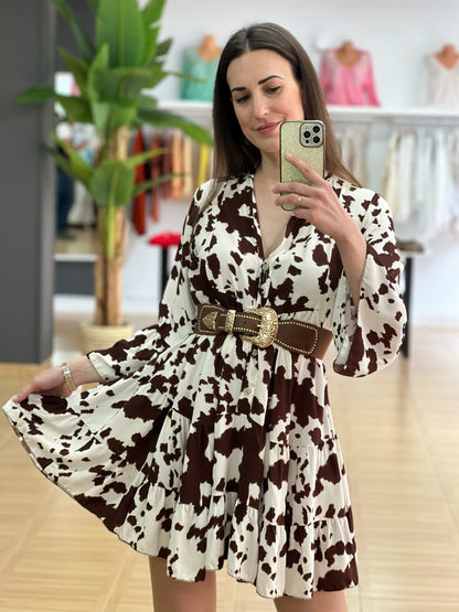 VESTIDO COW PRINT CORTO