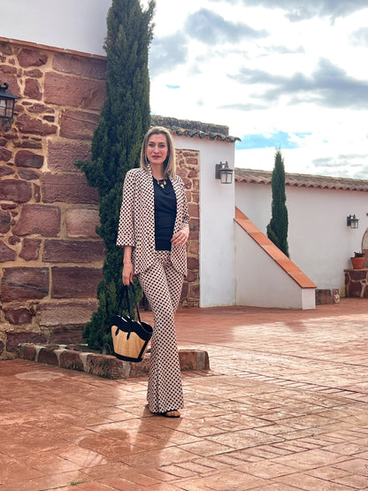 Conjunto de lunares mujer chaqueta y pantalón palazzo | Talla Única (34-38) | Elegante y versátil El Vestidor de Inma