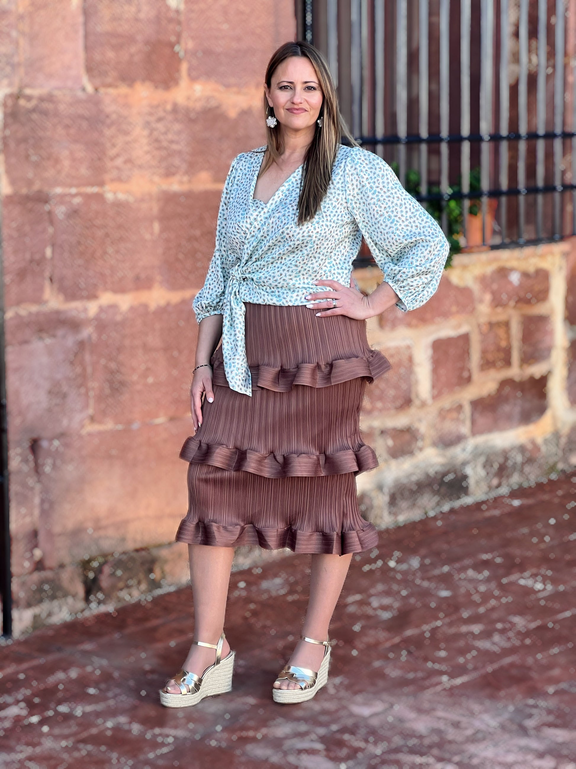 Falda midi plisada con volantes elástica | Elegante y estiliza figura El Vestidor de Inma