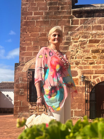 Kaftan Estampado Acuarela Flores | Talla Única hasta 54 | Fabricado en España El Vestidor de Inma