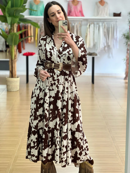 VESTIDO COW PRINT LARGO