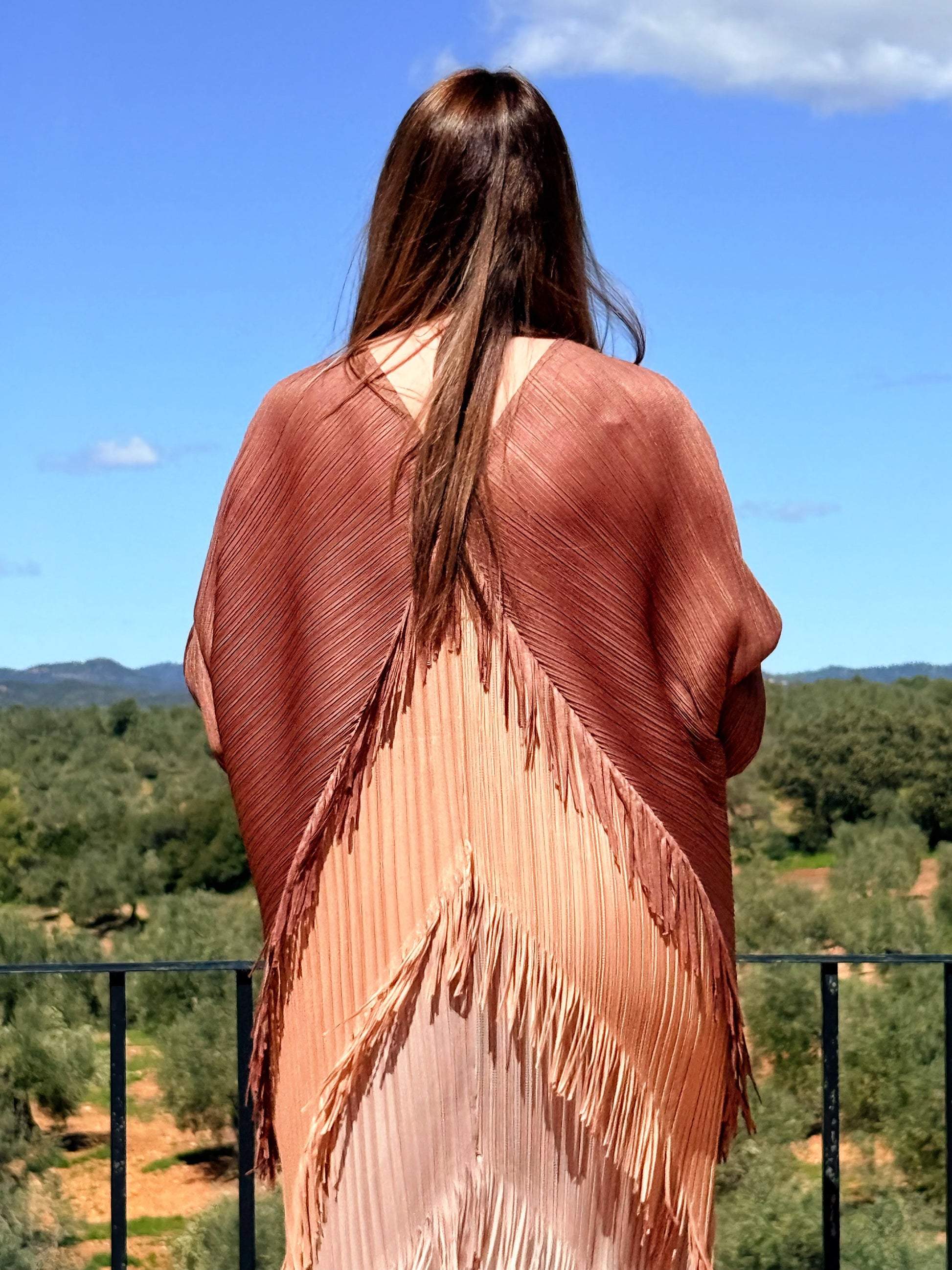 Vestido Invitada Plisado con Flecos Talla Única Hasta 52 El Vestidor de Inma