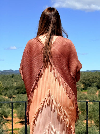 Vestido Invitada Plisado con Flecos Talla Única Hasta 52 El Vestidor de Inma
