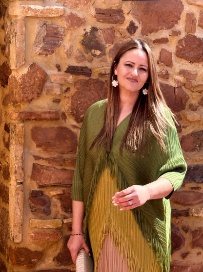 Vestido Invitada Plisado con Flecos Talla Única Hasta 52 El Vestidor de Inma