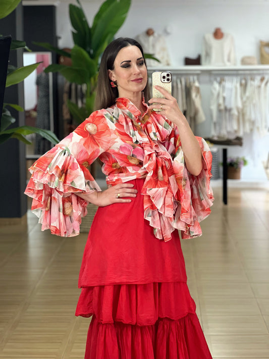 BLUSA VOLANTES ESTAMPADA El Vestidor de Inma