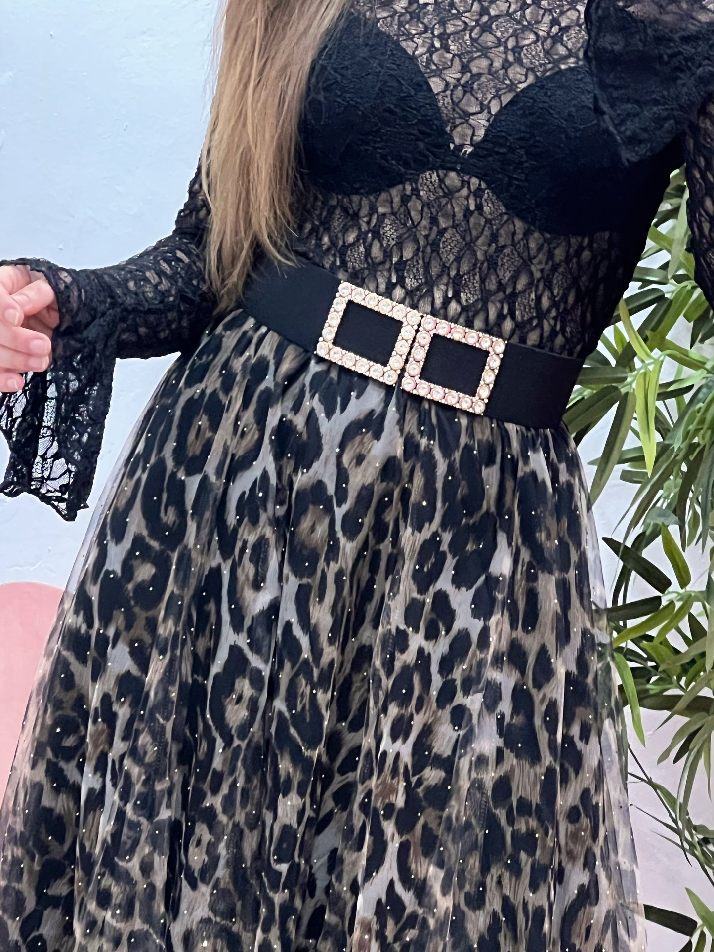 Falda Larga de Tul Animal Print con Brillos – Cintura Elástica, Mucho Vuelo y Forro Interior (Talla Única) El Vestidor de Inma