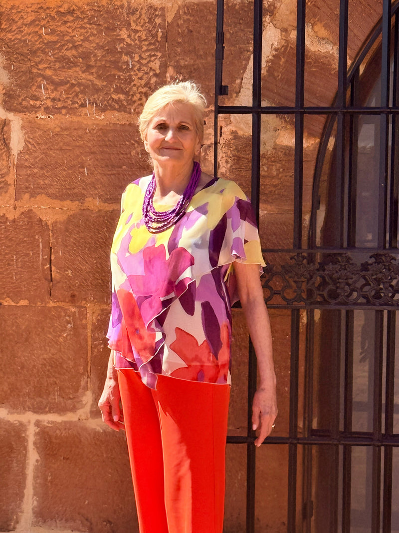 Blusa Floral Mariposa Mujer | Estampado Flores | Tallas M y L | Diseñada y Fabricada en España