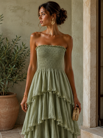 Vestido Midi Volantes Nido de Abeja – 100% Algodón El Vestidor de Inma