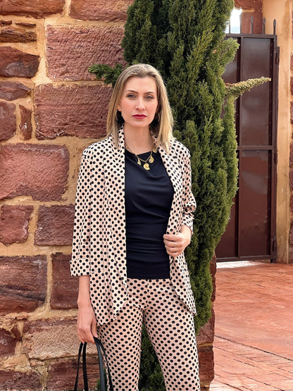 Conjunto de lunares mujer chaqueta y pantalón palazzo | Talla Única (34-38) | Elegante y versátil El Vestidor de Inma