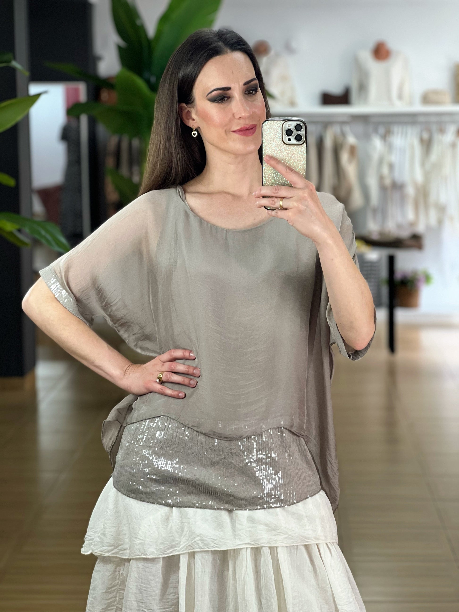 BLUSA SEDA LENTEJUELAS El Vestidor de Inma